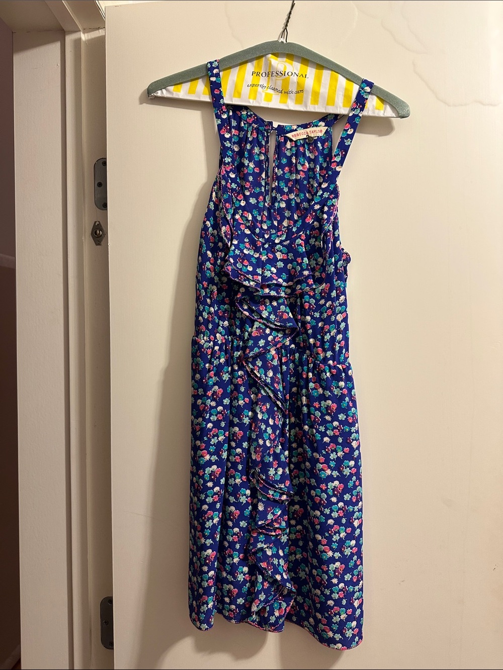 Rebecca Taylor Navy Blue Floral Buttoned Top